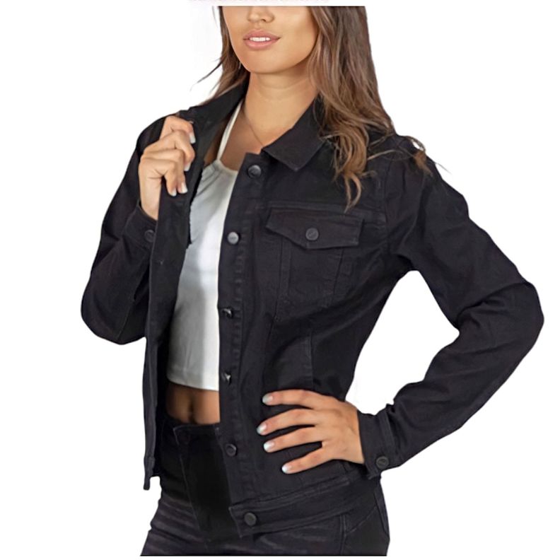 Chaqueta Mezclilla Clasic Woman Mujer Negra-1