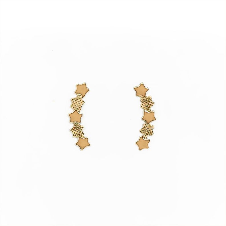 Aros Trepadores 5 Estrellas Enchapado Oro 18K-0