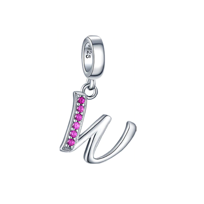 Charm Letra W en Plata Fina 925-0