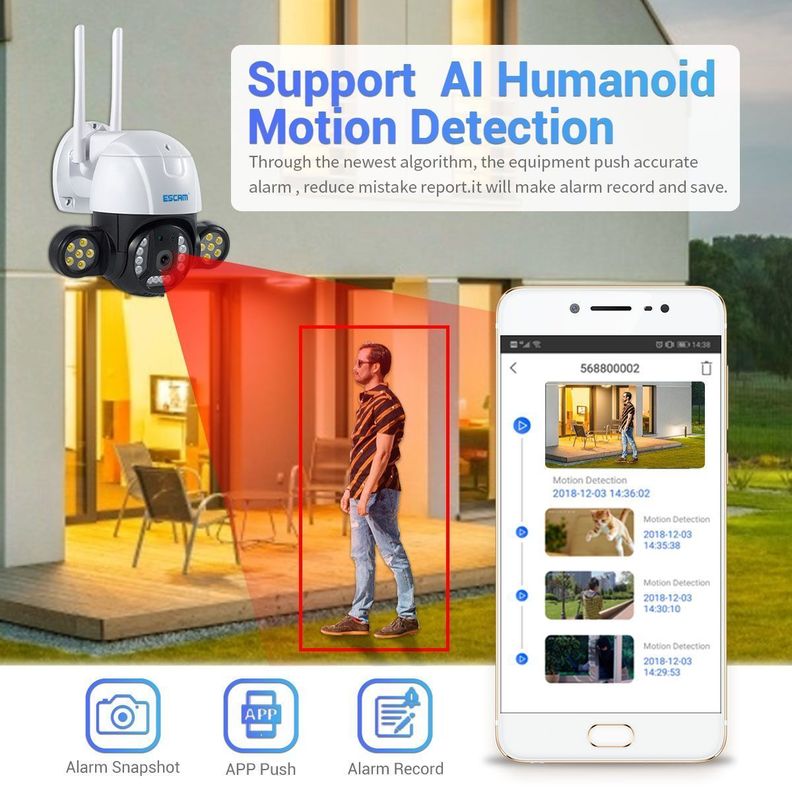 Cámara IP Wifi exterior QHD 1536 3MP ESCAM QF233-5