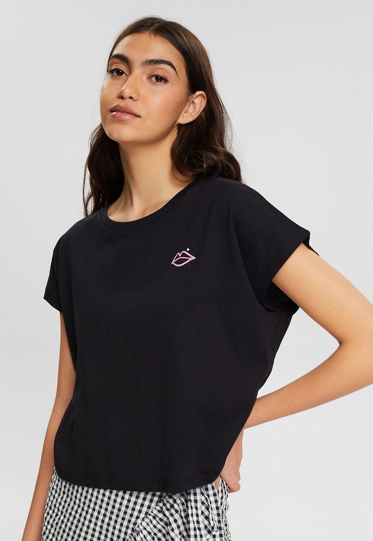 Polera Corta Con Estampado Esprit