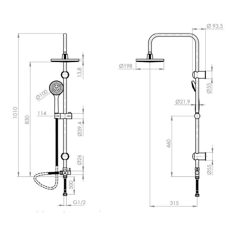 Columna De Ducha Grifo Plato Llave Modelo Rimini-3