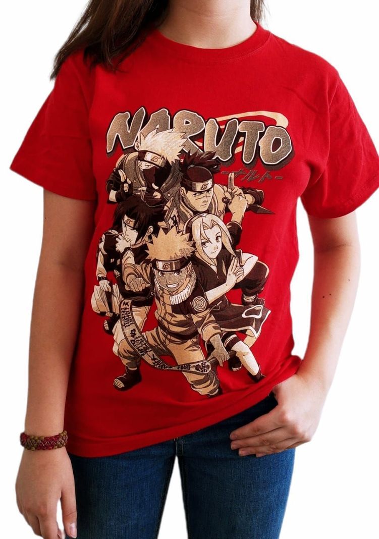 Polera Naruto Sasuke Sakura Roja Anime Otaku Manga-0