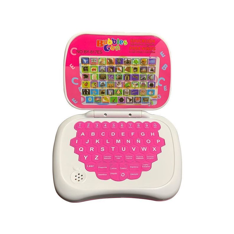 Mini Computador Didactico Ingles Español Niña Rosado-1