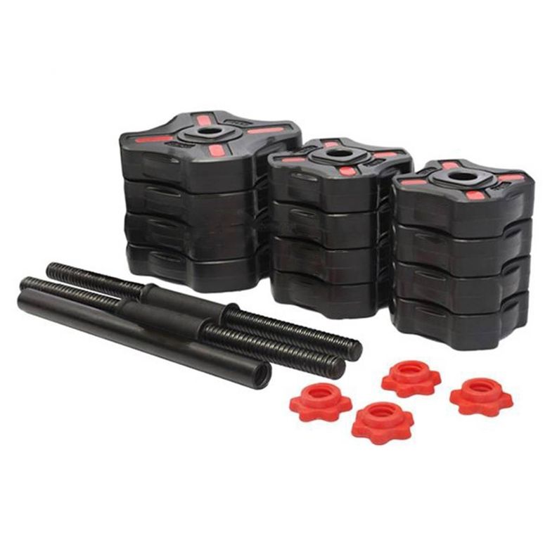 Pack 40 Kg Mancuernas Con Unión + Bases Rusas + Barra Curva-4