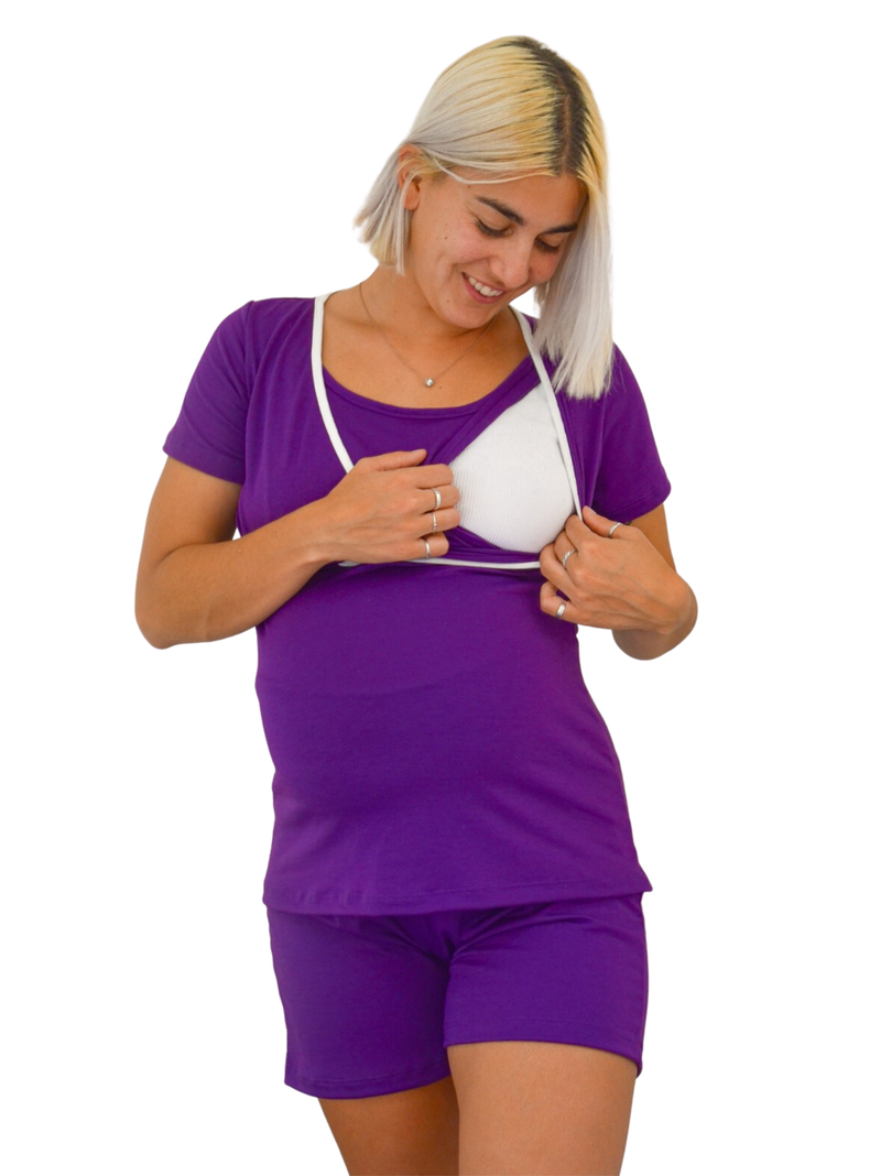 Pijama Maternal y Lactancia Morado-2