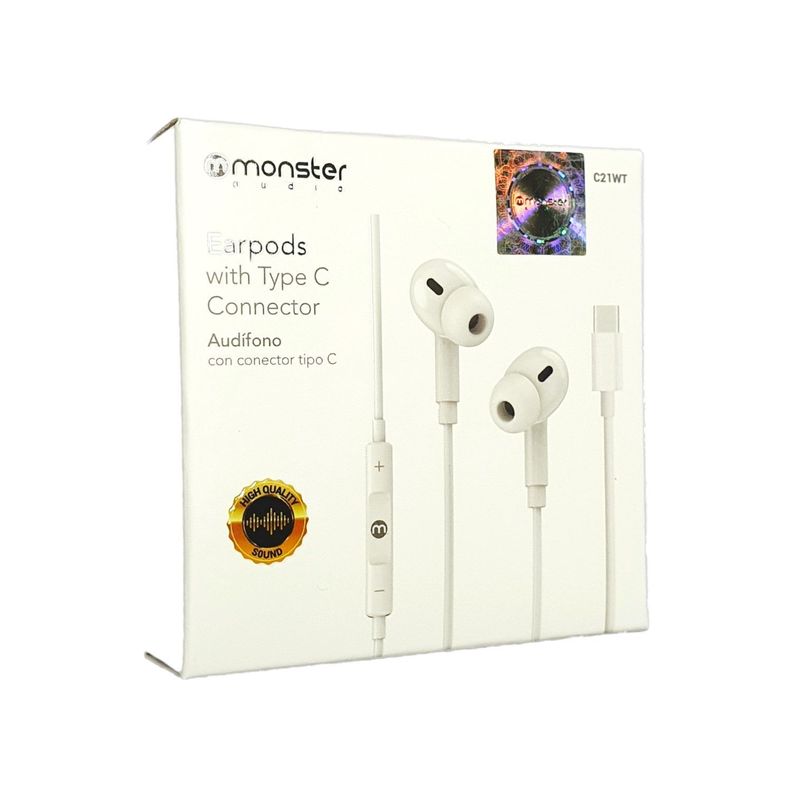 Audifonos USB Tipo C Monster Blancos 1.2m-1