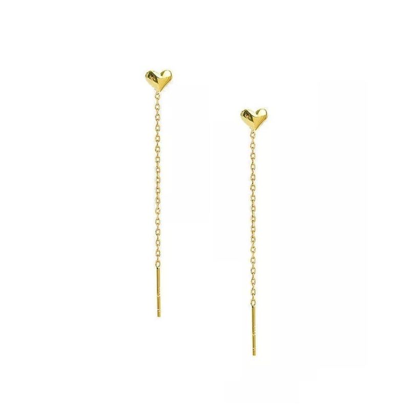 Aros largos dorados corazones-0