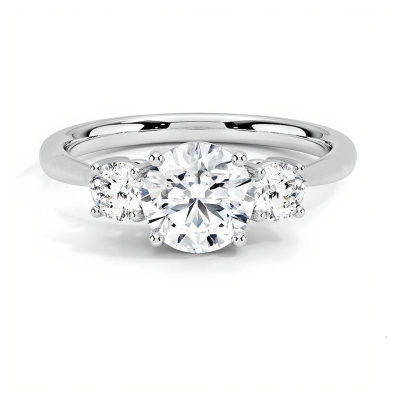 ANILLO DE TRES BRILLANTES MOISSANITA CERTIFICADA.-0