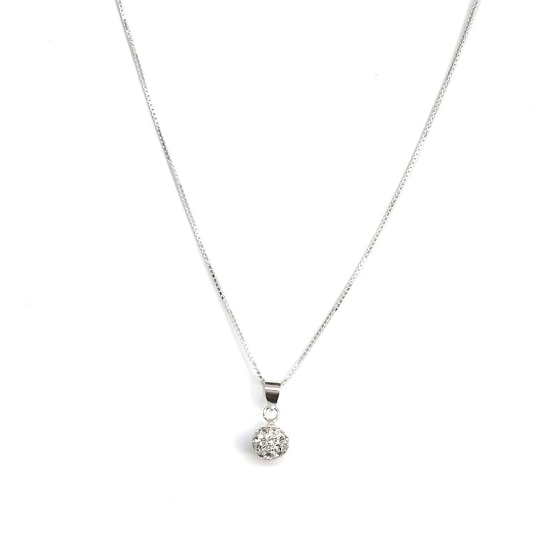 Collar Bola Disco Circones Plata Fina 925