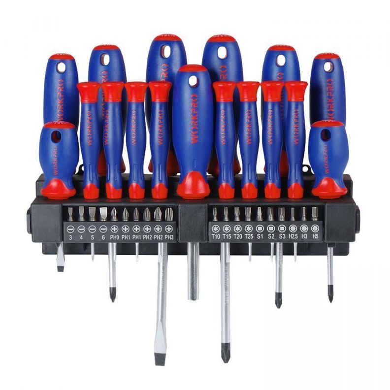 Set Juego Kit De Atornilladores Desatornilladores 37 Piezas workpro-0