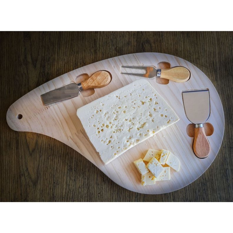 Tabla Queso Aperitivo Madera 3 Accesorios-1