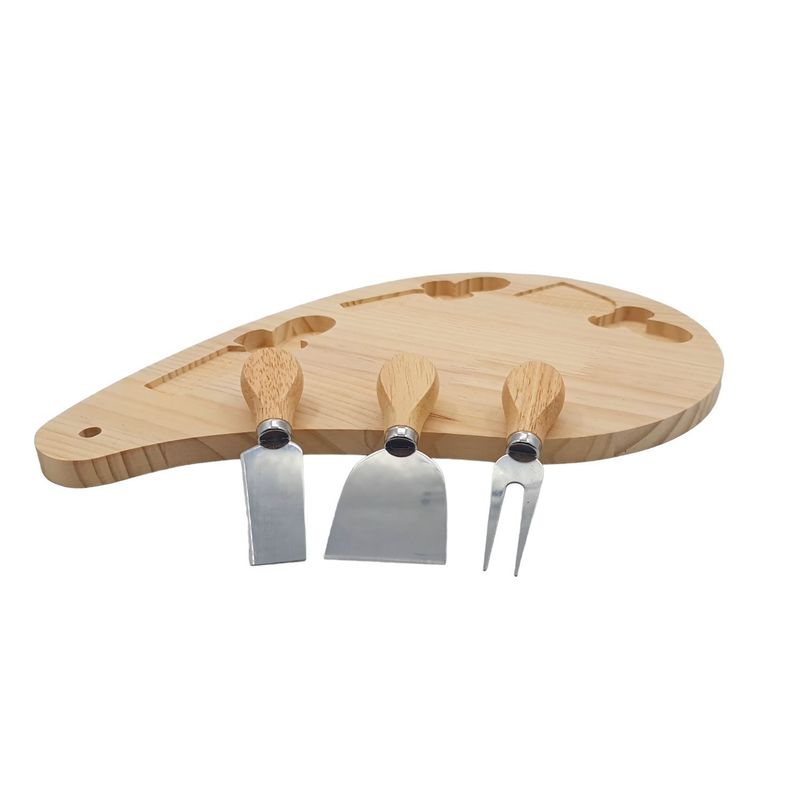 Tabla Queso Aperitivo Madera 3 Accesorios-3