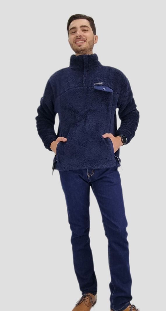 Poleron sherpa broches azul-0
