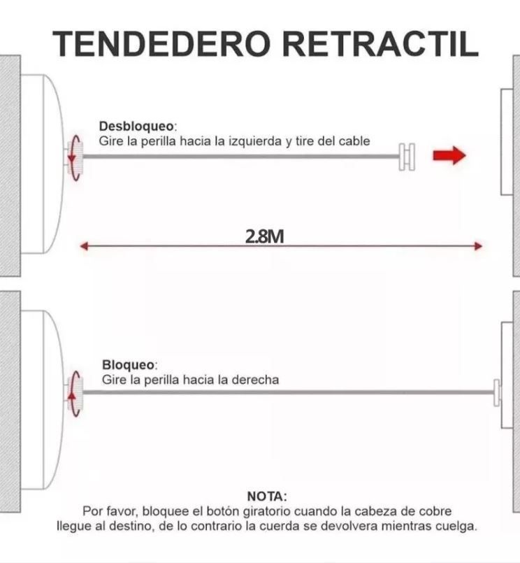 Tendedero Acero Inoxidable Retractil Colgador Ropa-4