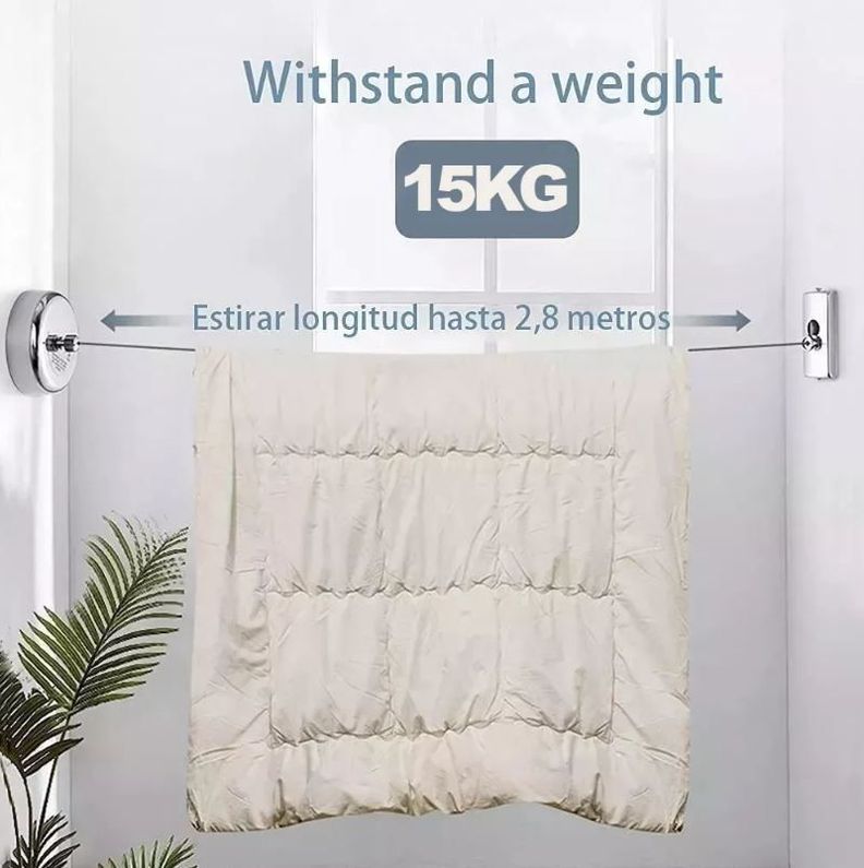 Tendedero Acero Inoxidable Retractil Colgador Ropa-3