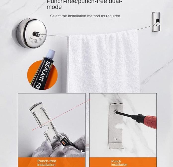Tendedero Acero Inoxidable Retractil Colgador Ropa-2
