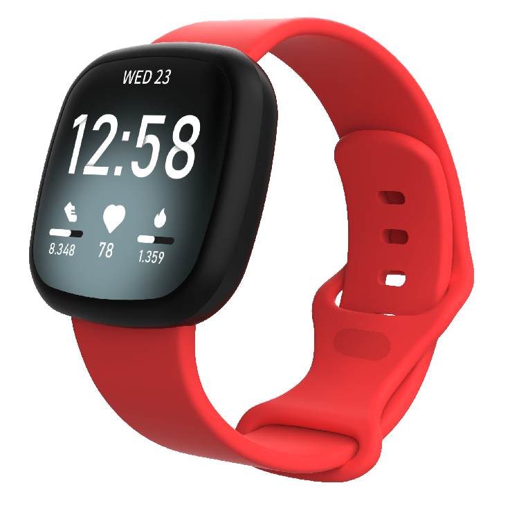 Correa Silicona Para Fitbit Versa 3 / Sense / Rojo 23mm S-0