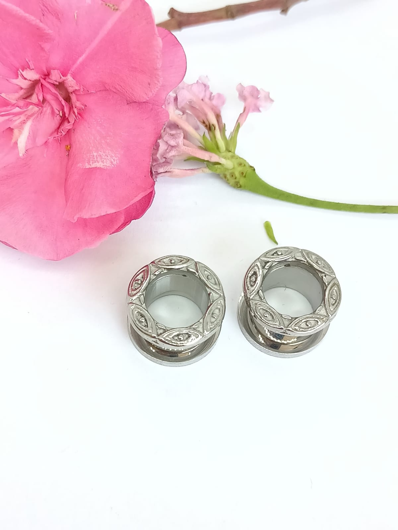 Aros Expansores Oreja Figura Tribal 10 mm Acero Tunel Plug-2