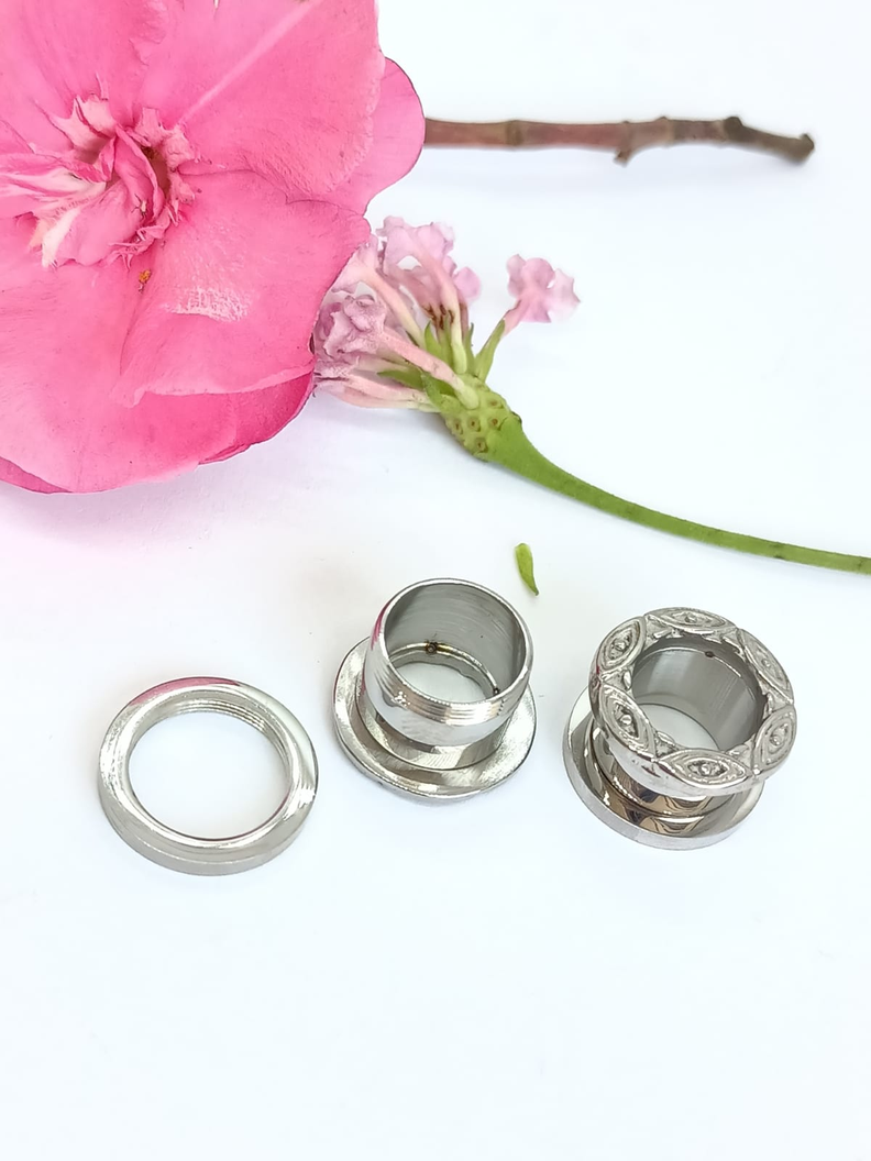 Aros Expansores Oreja Figura Tribal 10 mm Acero Tunel Plug-3