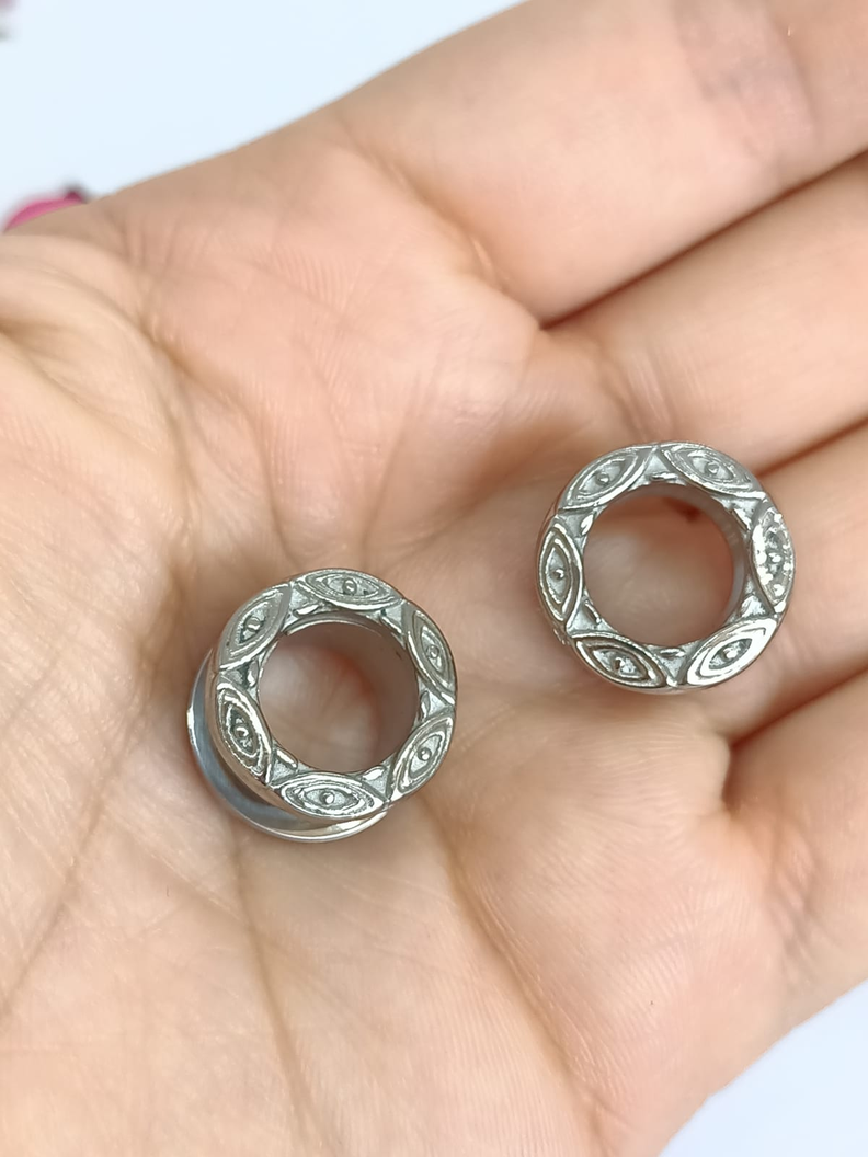 Aros Expansores Oreja Figura Tribal 10 mm Acero Tunel Plug-4