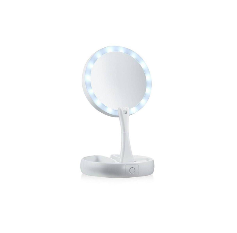 Espejo Con Luz Led Maquillaje Plegable Con Aumento X10-0