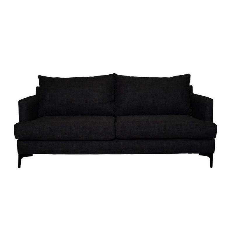 Sofá Aldara Chenille Tipo Lino Negro 2C