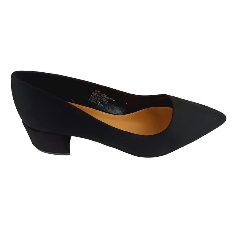 Zapato de Mujer Taco Bajo Cuadrado Negro UU676-2