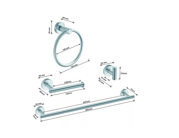 Set De 4 Accesorios De Baño Acero Inoxidable-1