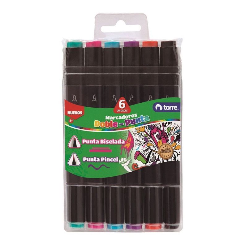 Set marcadores doble punta 6 colores Surtido