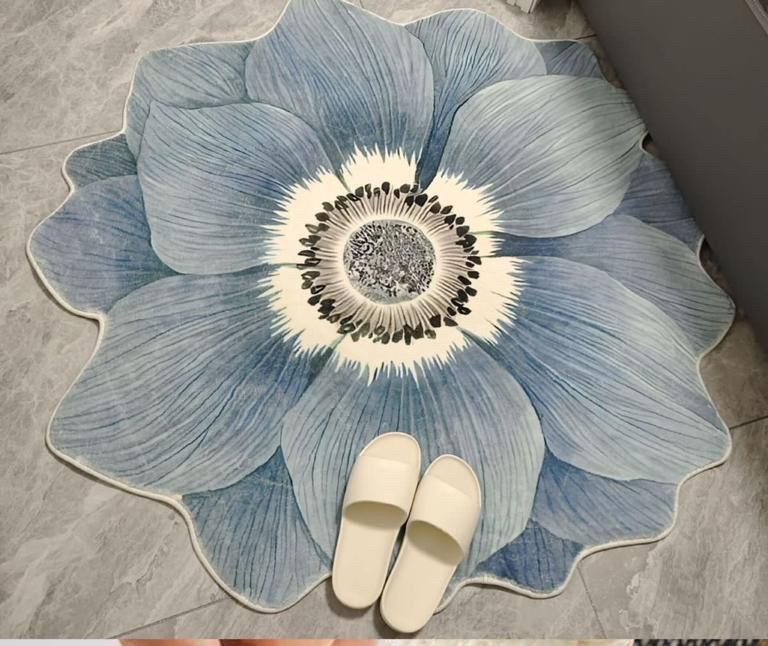 alfombra d felpa antideslizante flor azul oscuro-0