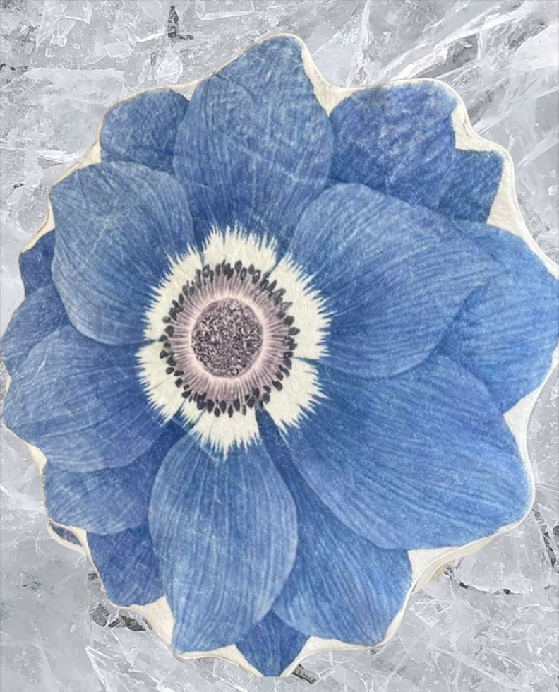alfombra redonda de felpa antideslizante flor azul-0