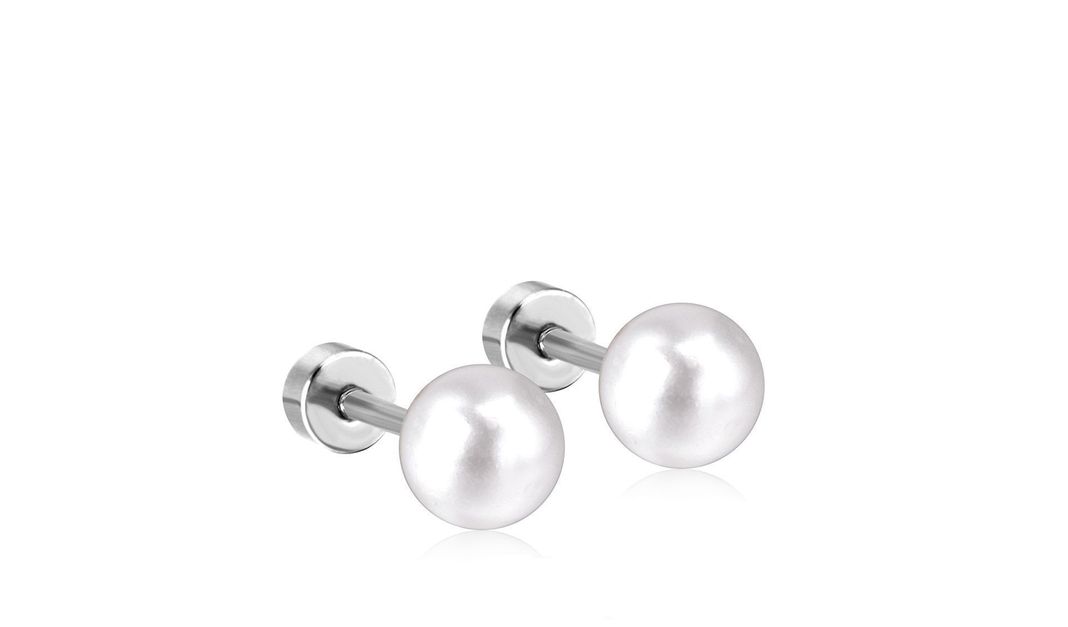 Pendientes Perlas 5mm con cierre tuerca tapa de seguridad-0