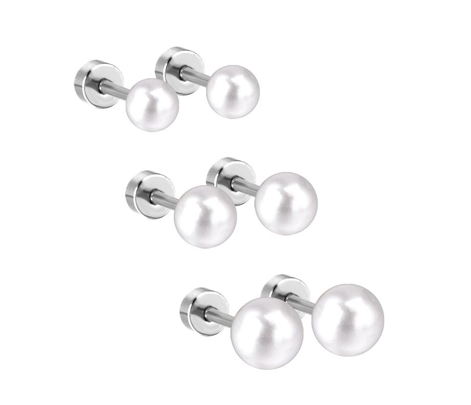 Pendientes Perlas 5mm con cierre tuerca tapa de seguridad-2