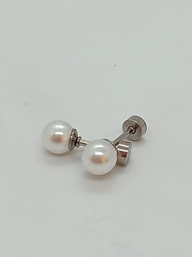 Pendientes Perlas 5mm con cierre tuerca tapa de seguridad-4