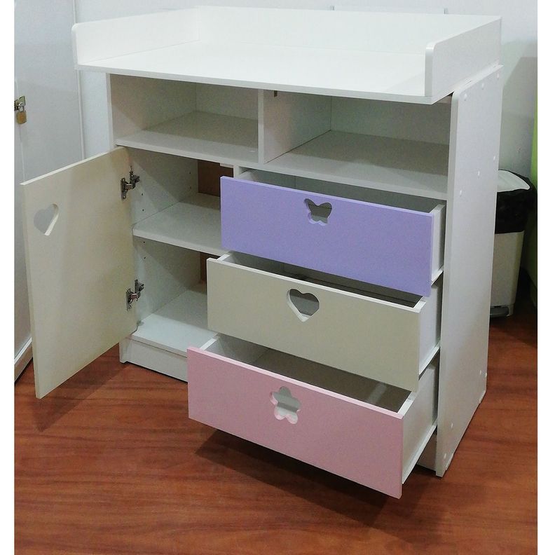 Comoda Mudador Crema Lila-3
