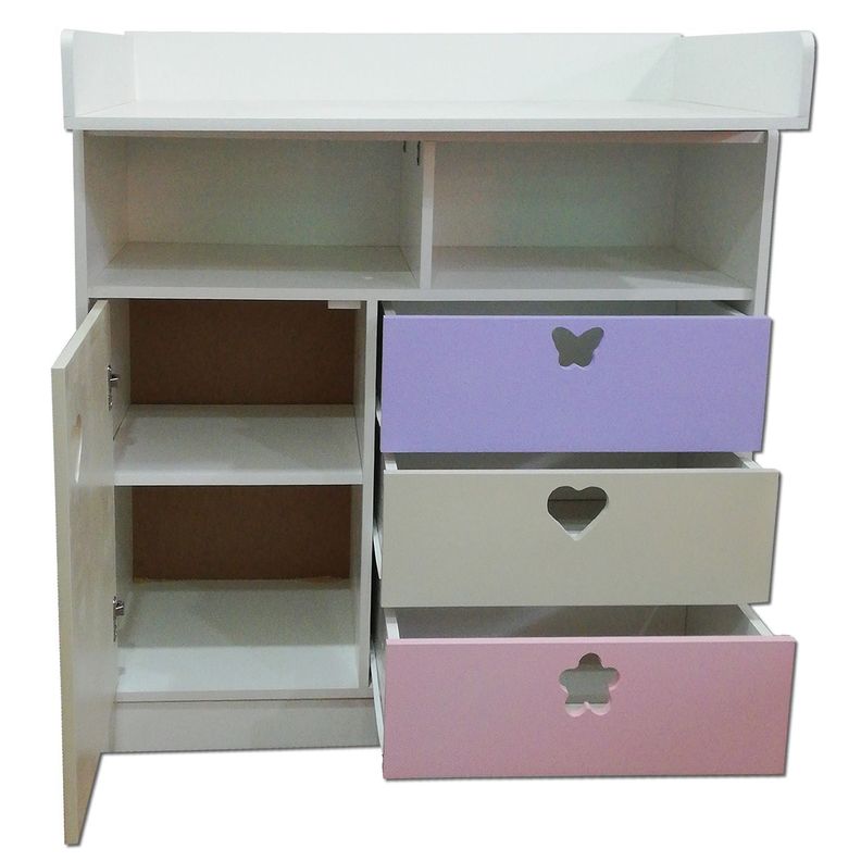 Comoda Mudador Crema Lila-0