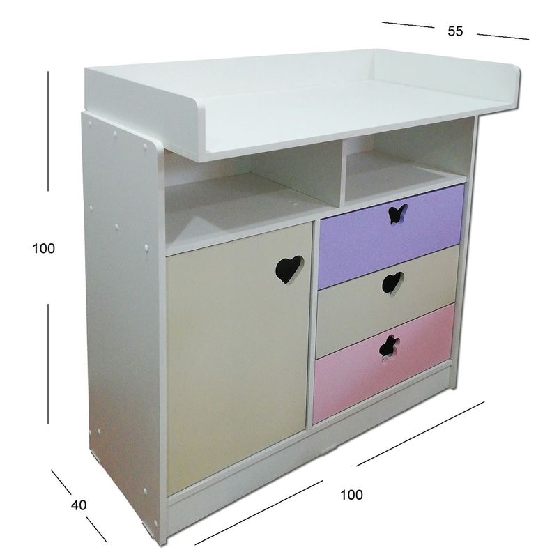 Comoda Mudador Crema Lila-2