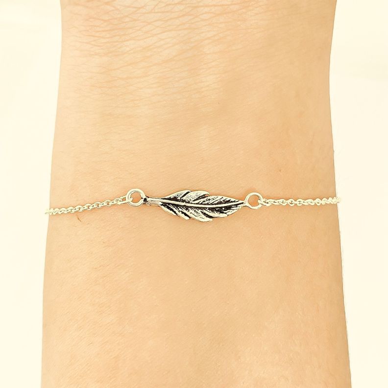 Pulsera Pluma Plata Fina 925-1