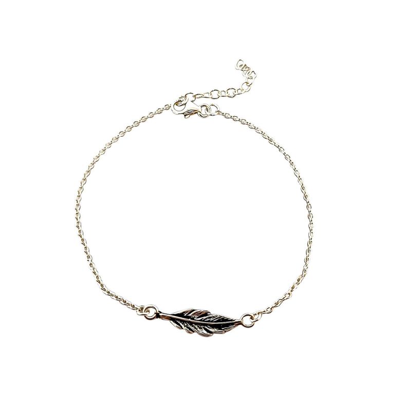 Pulsera Pluma Plata Fina 925-0
