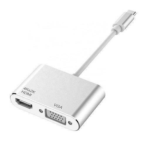 Adaptador USB Tipo C A VGA Y HDMI 2 En 1 4K OBU-0
