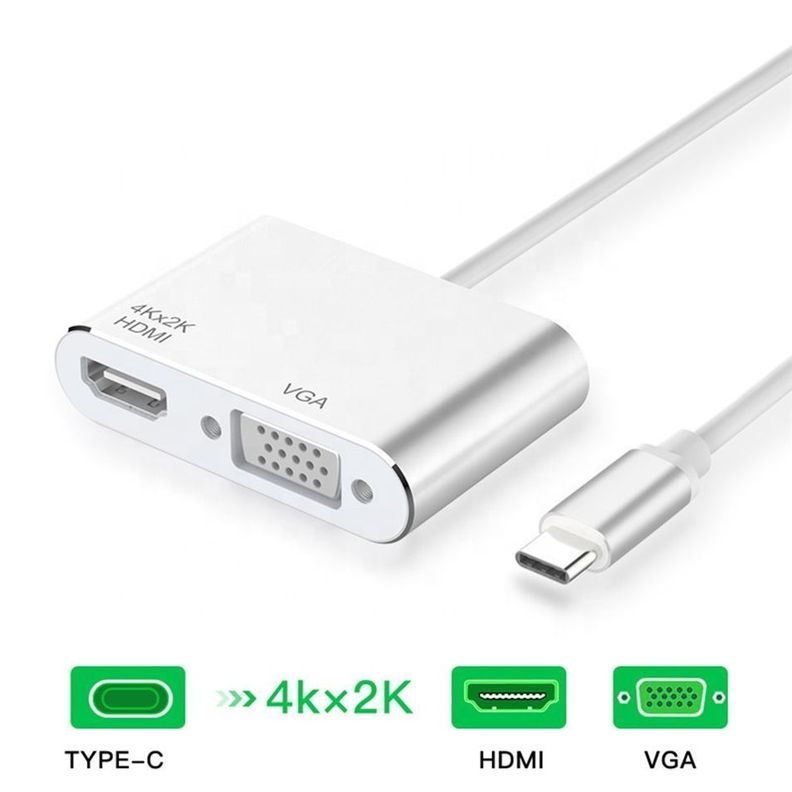 Adaptador USB Tipo C A VGA Y HDMI 2 En 1 4K OBU-1