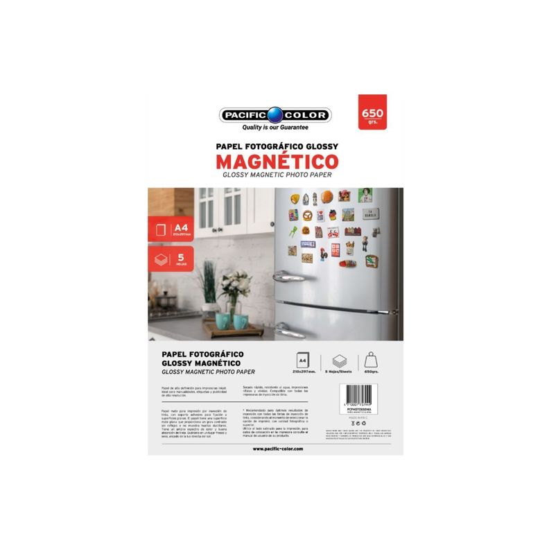 Papel Fotográfico Magnético 5 Hojas Tamaño A4 De 650grs - PS-0