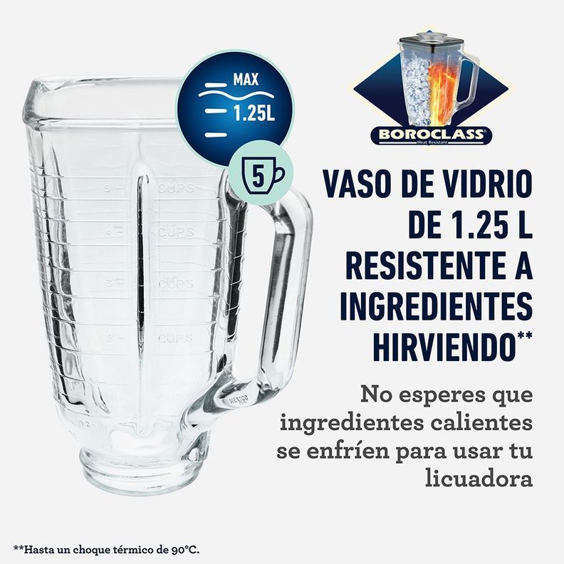 Licuadora clásica Oster® cromo con perilla ergonómica de 3 velocidades BLST4655-2
