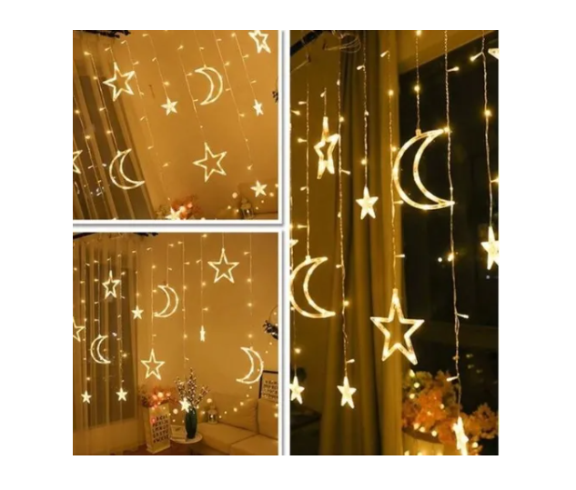 Guirnalda Navidad Usb Estrellas Lunas Cortina De Luces Led-2