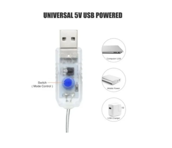 Guirnalda Navidad Usb Estrellas Lunas Cortina De Luces Led-5