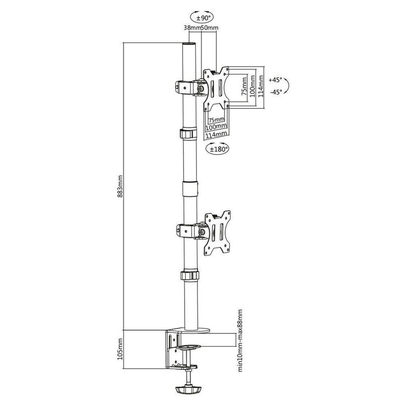 Soporte TV/Monitor Doble - Vertical - 360° - 13" a 27"-2