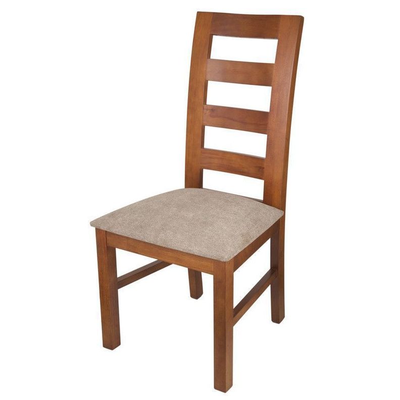 JUEGO DE COMEDOR AMELIA RECTANGULAR 8 SILLAS MADERA COLOR MIEL TAPIZ CAFÉ JASPEADO-3