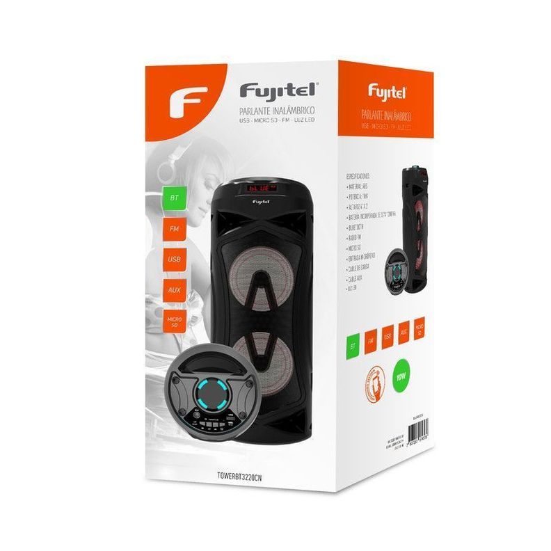 PARLANTE BLUETOOTH  4"x2 /10W /FM/TF/USB/ MIC/LUCES NEGRO-1