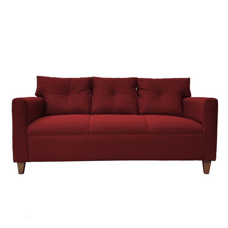 Sofá Mateo Chenille Rojo Pata Madera 3C-0